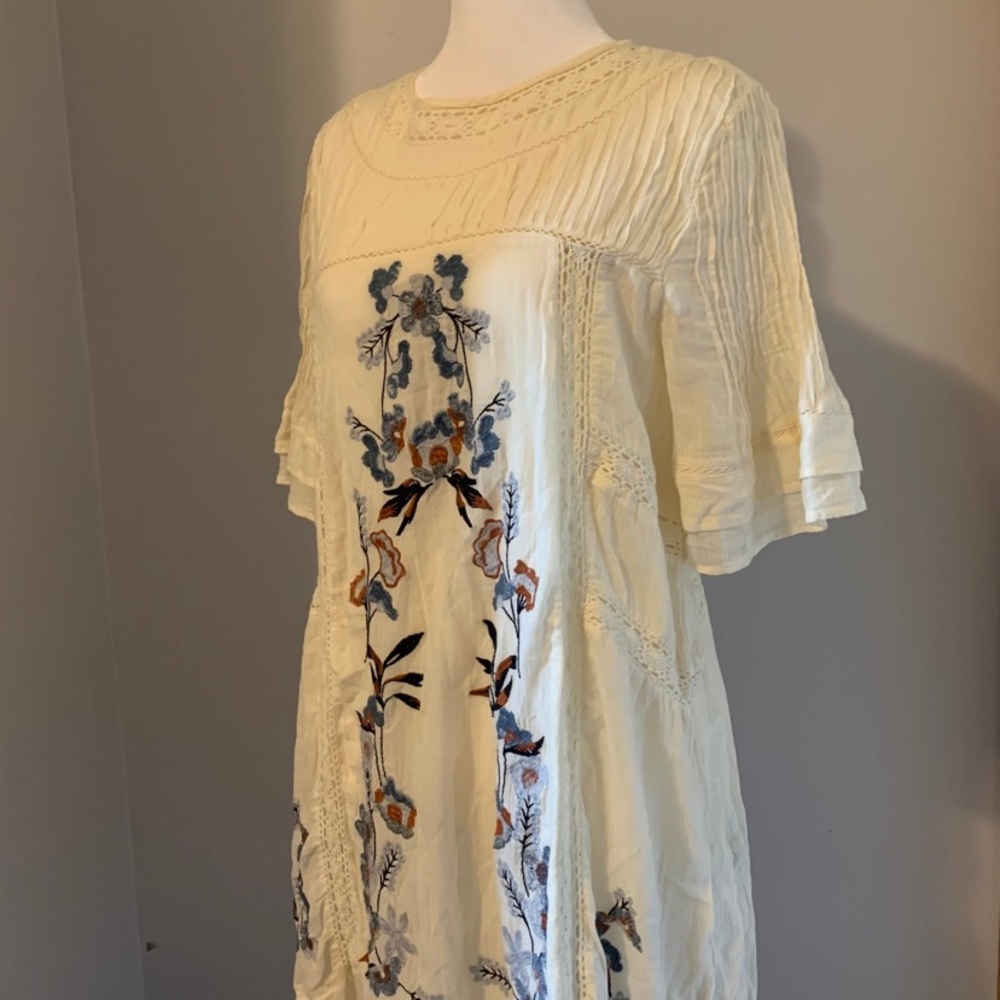 Free people designer dress with embroidered birds